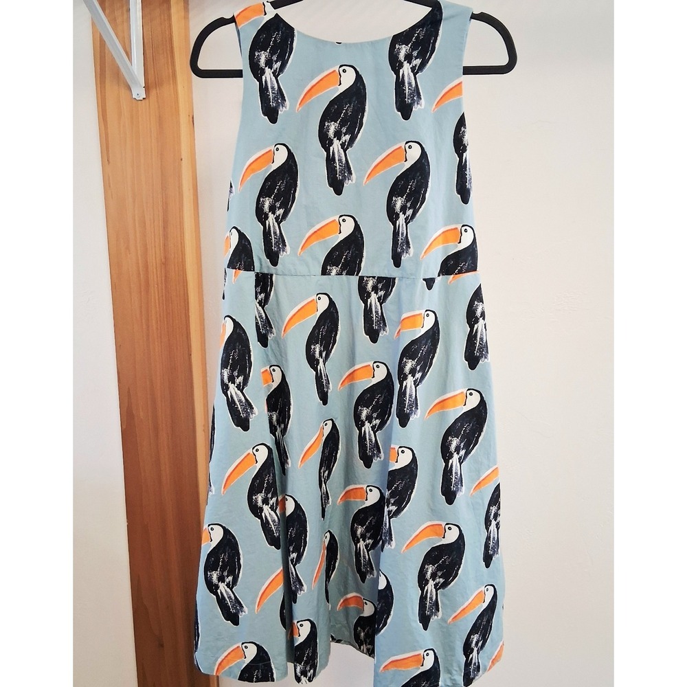 Ann Taylor Factory Toucan Print Light Blue Midi Sundress Sleeveless Summer Small